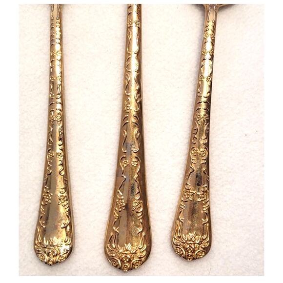 Vtg 90s Wm Rogers Enchanted Rose Gold Electroplate 3 Piece Serving Hostess Set - Picture 3 of 6